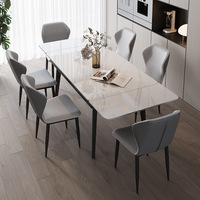 Table à manger moderne de luxe en pierre frittée, pliable, extensible, design, élégante table de cuisine blanche pour la salle à manger
