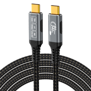 फैक्टरी थोक 80 जीबीपीएस 5 केबल ब्रेडेड एल्यूमीनियम मिश्र धातु यूएसबी सी वीडियो केबल नायलॉन जैकेट 120 जीबीपीएस बैंडविड्थ 16k/दोहरी 8k धातु - Product Image 1