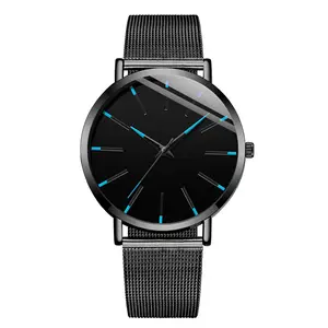 Minimalistische Mode Mannen Slanke Horloges Eenvoudige Mannen Business Roestvrijstalen Gaas Riem Quartz Horloge In Horloges