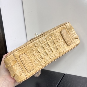 Sac à bandoulière en cuir de crocodile véritable pour femme, jaune, style de créateur de luxe, sac à main et sac bandoulière - Product Image 5