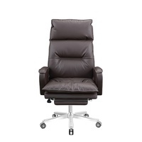 Meubles de bureau de luxe, chaises de direction confortables à dossier haut en cuir noir et brun, ensemble bureau et chaise de bureau