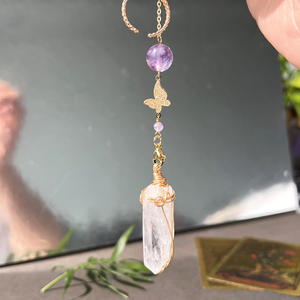 สร้อยคอลูกปัดควอทซ์ใสธรรมชาติสำหรับแขวนในรถยนต์ของขวัญ - Product Image 1