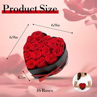 Roses éternelles en boîte en forme de cœur, cadeaux pour la Saint-Valentin, la fête des mères, les mariages, 7/16/27 pièces, fleurs éternelles