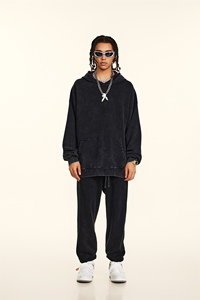 <span class=keywords><strong>Pull</strong></span> ample pour homme de style américain <span class=keywords><strong>vintage</strong></span>, en tricot noir délavé, pour la mode automne-hiver - Product Image 4