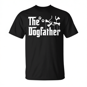 Camiseta The Dogfather negra de manga corta con cuello redondo para hombre, regalo divertido para amantes de los perros, para el día del padre - Product Image 2
