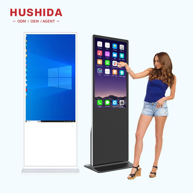 HUSHIDAAndroid広告ディスプレイ65インチ水平液晶ポータブルタッチスクリーンデジタルサイネージ