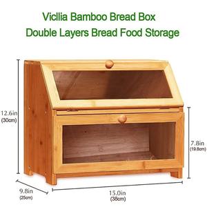 Boîte à pain en bambou à double couche, grande capacité, style campagnard pour la cuisine - Product Image 5