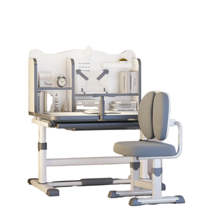 Kursi meja belajar anak ergonomis, kursi kayu dapat disetel tinggi dengan roda dan rak buku sandaran - Product Image 1