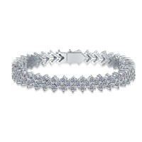 Pulsera de tenis de plata de ley 925 con moissanita, corte brillante, cadena de eslabones con pavé completo, lujo, estilo hip hop, chapado en rodio, GRA