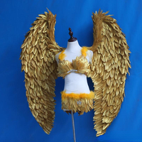 Ailes de plumes dorées montrent des accessoires ailes d'ange Accessoires de photographie pour femmes enceintes