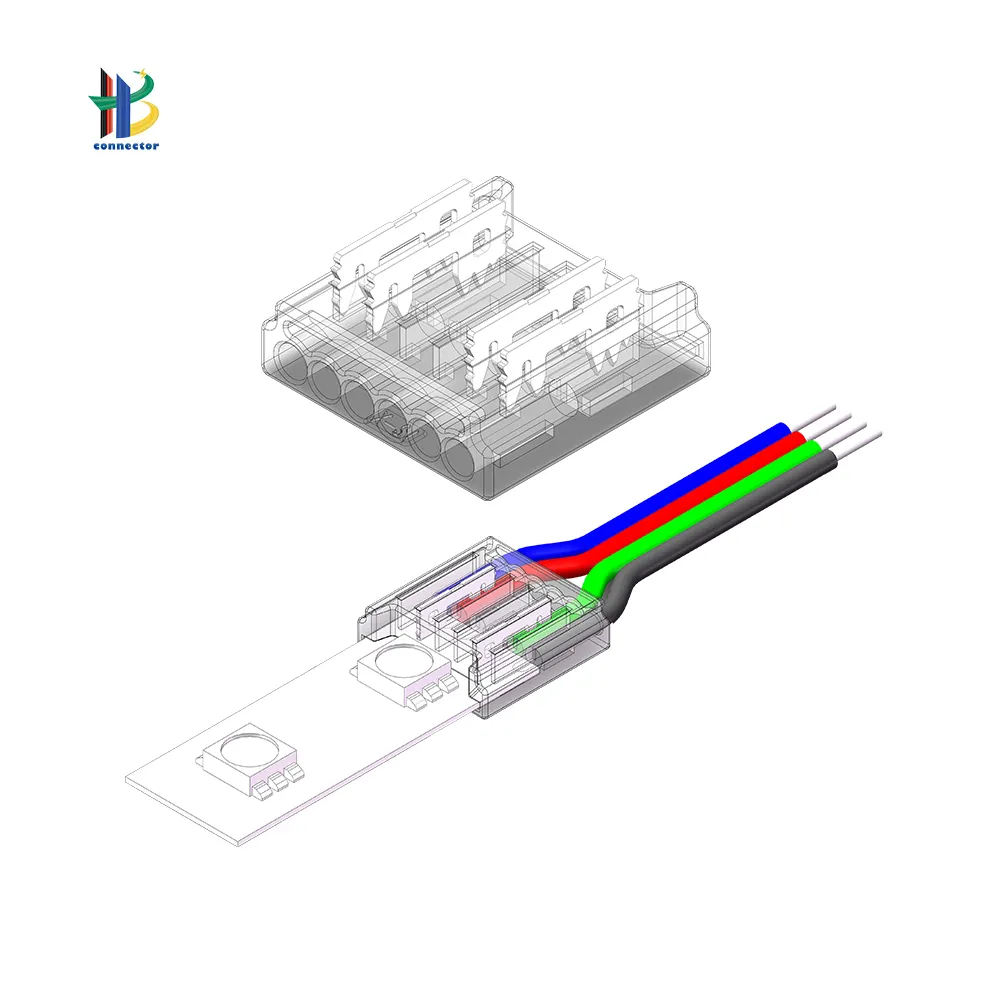 Fcob RGB led คริสตัลตัวเชื่อมต่อ L-shape 12 V 4pin RGB COB SMD บาร์ตู้ led แถบตัวเชื่อมต่อแสง