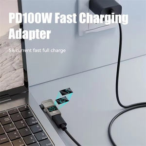 Convertisseur USB-C à affichage numérique vers DC Charge rapide PD 100W Connecteur d'alimentation pour ordinateur portable Intelligent Universel pour Lenovo/HP/Dell - Product Image 3