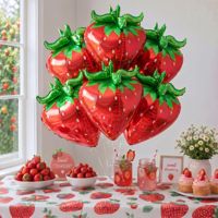 Ballon géant 4D en forme de fraise, décorations en aluminium mignonnes, fruits rouges, fournitures pour fête de premier anniversaire, cadeau, ensemble ballon de basket, ballon de football, planète