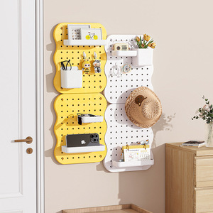 <b>Desktop</b> Pegboard Wall Mounted Storage <b>Shelf</b> 3 Layer DIY Office Organizer For Stationery And Personal Care Products - Product Image 3