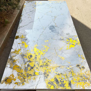 Vente en gros de plaques de marbre PVC brillantes, panneaux muraux UV, 3 mm * 1220 * 2900, grandes plaques, alternative au marbre <span class=keywords><strong>pour</strong></span> la décoration murale - Product Image 3