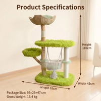 Structure d'escalade pour chat en bois naturel de luxe, grand modèle, style classique moderne, avec lit moelleux, écologique, facile à assembler, emballage carton, Noël