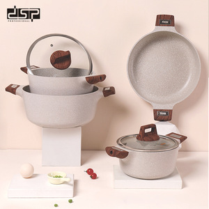 DSP Cookware Set 4 Piece <b>Ceramic</b> Non Stick With Wood Handle Modern Design For Stovetop Use - Product Image 3