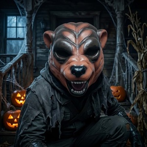 Máscara <span class=keywords><strong>de</strong></span> látex híbrida <span class=keywords><strong>de</strong></span> oso <span class=keywords><strong>y</strong></span> lobo feroz - Máscara realista <span class=keywords><strong>de</strong></span> animal <span class=keywords><strong>de</strong></span> cara completa para disfraz <span class=keywords><strong>de</strong></span> Halloween, cosplay, fiesta o accesorio. - Product Image 4