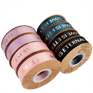 ริบบิ้นผ้าซาตินพิมพ์ลายฟอยล์สีเงินขนาด 1-1/2 นิ้ว สำหรับห่อของขวัญ สีพื้น โพลีเอสเตอร์ ไนลอน เป็นมิตรกับสิ่งแวดล้อม ลาย "ความรักคือความนิรันดร์" - Product Image 3