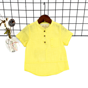 Chemise d'Été Haute Qualité pour Garçons, en Coton Couleur Unie et Tissu Coton-<span class=keywords><strong>Lin</strong></span>, Chemise Boutonnée ou T-Shirt à Col Rond pour Enfant - Product Image 5