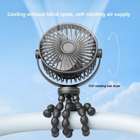 Ventilateur portable USB pliable en plastique pour poussette, bureau, mini ventilateur rechargeable en forme de pieuvre