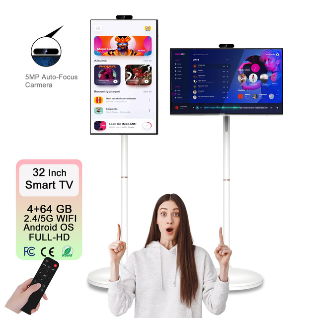 32-Inch Incell Smart Television Rotate Touch Screen Tiktok 4+64G Android13 LED Backlight Portable 1920*1080 HDTV White Smart TVs