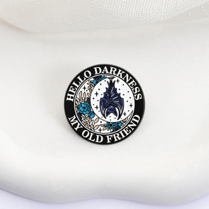 Broche de Esmalte Hello Darkness My Old Friend, Broches con Letras de Música Folk, Broches Góticos con Diseño de Murciélago y Flor, Insignia para Bolsillo o Solapa, Joyería, Regalos para Fans - Product Image 3