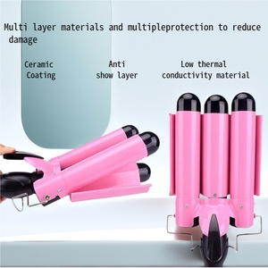 Venta al por mayor 3-en-1 Magic Curler Triple Deep Waver PTC Cerámica 3 Barril Plancha de pelo LCD Eléctrico RoHS Certificado para uso doméstico personalizado - Product Image 3