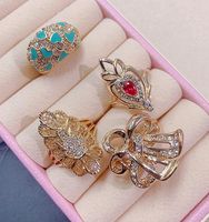 Mode délicate exagérée grande bague en or 14 carats pas cher 36 pièces dans une boîte hybride luxe bague en vrac en gros