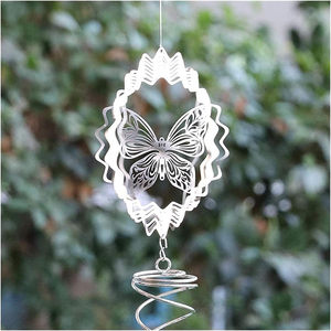 สปินเนอร์สแตนเลสกระจกเย็นสำหรับกลางแจ้งตีระฆังโลหะแบบหมุนได้3D ตกแต่งบ้านแบบแขวนกังหันลม - Product Image 6