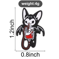 Badge en métal thème horreur, motif chauve-souris mignonne avec gouttelettes de sang, épinglette en émail pour veste, chapeau, ornement de collection