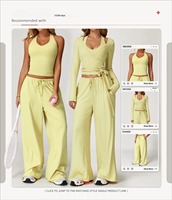 Ensemble de yoga solide à col licou avec cordon de serrage, en Spandex/Polyester, séchage rapide, dos élégant