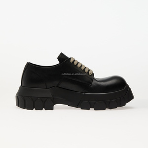 รองเท้าหนังลูกวัวหัวกลมพร้อมแท็กใหม่รองเท้าแพลตฟอร์มธุรกิจสีดำฮอลลีวู้ดลูกไม้ขึ้น <span class=keywords><strong>Bozo</strong></span> รถแทรกเตอร์ DERBY - Product Image 2