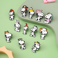 Broche en alliage de zinc émaillée au four, motif chiot de dessin animé, collection Zodiaque, design animal mignon, accessoire de style universitaire, badge polyvalent, personnalisable