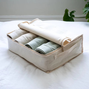 100% Cotton <b>Canvas</b> Handmade Quilt Storage Bags, <b>Wardrobe</b> Underbed Storage Bag for Beddings Comforters Blankets Pillows, - Product Image 2