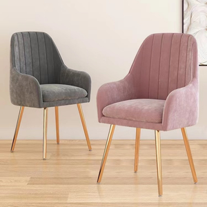 Chaises de salon en tissu velours nordique pas cher, design moderne et luxueux, chaises rembourrées pour salle à manger avec pieds en métal dorés - Product Image 1