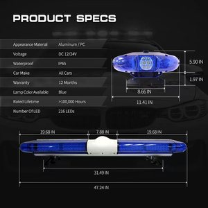 Nouvelle barre lumineuse d'urgence modèle 2000D, 264W LED, 216 LED, sirène bleue pour camion de pompiers, ambulance, voiture, rénovation - Product Image 5