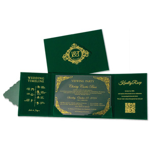 Aiyida – Étui en velours pour carte d'invitation, avec logo personnalisé en feuille d'or acrylique, style européen, pour cartes de vœux de mariage - Product Image 5