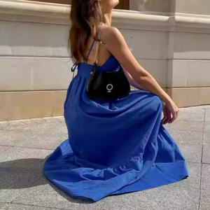 Nuevo Vestido de Verano de Alta Calidad para Mujer, Sexy, con Tirantes Finos, Escote en V Profundo, Estilo Vintage, Midi, de Lino - Product Image 4