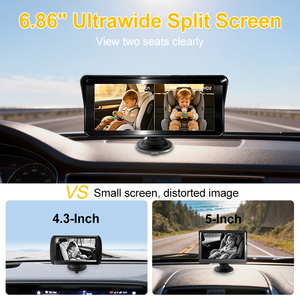 Moniteur de voiture pour bébé avec écran de 6,86 pouces et pare-soleil, moniteur de voiture orienté vers l'arrière avec vision nocturne, installation facile - Deux canaux pour <span class=keywords><strong>la</strong></span> sécurité des enfants - Product Image 4