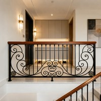Rampe d'escalier en fer, garde-corps en bois massif, auto-décoratif, simple et moderne, pour intérieur, balcon, baie vitrée, grenier, clôture, fixation au sol