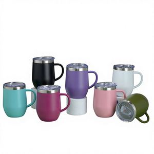 Venta al por Mayor de Vasos Térmicos de Acero Inoxidable de Doble Pared con Aislamiento al Vacío, Forma de Huevo, 12 oz, para Bebidas Frías y Calientes, con Asa - Product Image 1