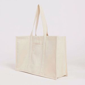 Sac fourre-tout carré Katsa de bonne qualité, en coton bio uni, simple, avec chaîne - Product Image 2