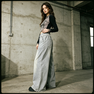 Streetwear Sun Faded <b>Pants</b> Joggers 100%Cotton Embroidery Logo Raw Hem Oversized Acid Wash Baggy <b>Pant</b> For Men - Product Image 1