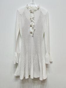 <span class=keywords><strong>Vestido</strong></span> casual de punto Bettergirl 2026 Primavera Verano, nuevo, <span class=keywords><strong>blanco</strong></span>, estilo francés, con mangas acampanadas y ribete de madera. - Product Image 5