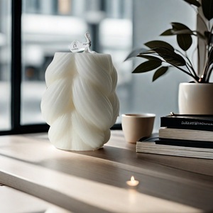 Bougie artisanale en cire de soja tressée torsadée, décorative, moderne, pour la décoration de table, cadeau pour la maison. - Product Image 2
