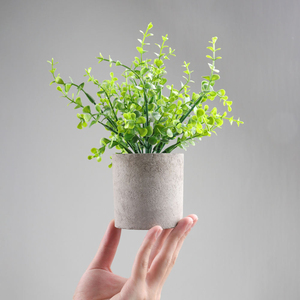 Planta cilíndrica artificial en maceta para decoración de escritorio, simulación de planta verde, escena de maceta con flor falsa - Product Image 2