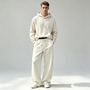 Sweats à capuche pour hommes personnalisés, style streetwear, coupe ample à épaules tombantes, en molleton bouclette 100% coton, zippés, cloutés de rivets, épais - Product Image 6