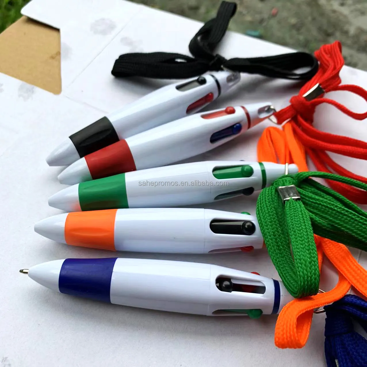 Cintura tessitura corda regalo logo penna fibbia alpinismo penna a sfera a quattro colori penna pubblicitaria esterna multifunzionale