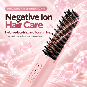 Mini brosse lissante pour cheveux en forme de capsule, peigne de coiffage portable, lissage et bouclage en un seul geste, pour les voyages et la maison - Product Image 3
